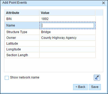 Event attribute table